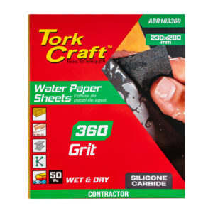 water paper 230 x 280mm 360 grit wet & dry 50 per pack std
