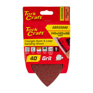 sanding triangle 40 grit 140 x 140 x 98mm 5/pack w/h hook and loop