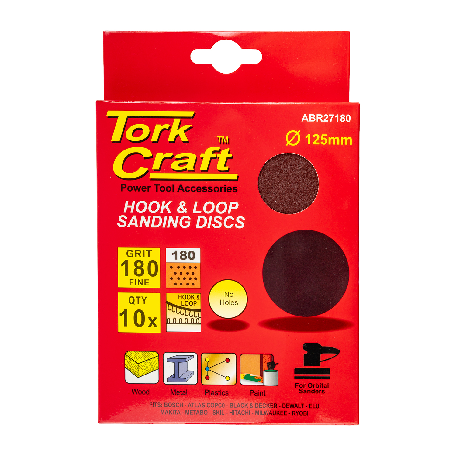 sanding disc 125mm no hole 180 grit 10/pack hook and loop sanding disc 125mm no hole 180 grit 10/pack hook and loop