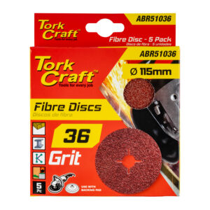fibre disc 115mm 36 grit 5/pack