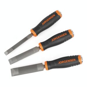 rasp & chisel 3pc set 12,19, 25mm with metal striking end cap 150mm