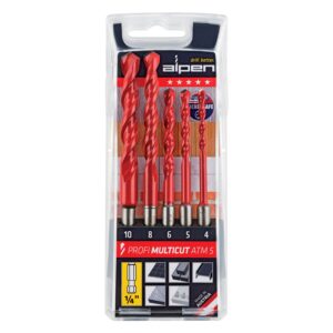 multicut drill bit set 5 piece hex shank 4 5 6 8 10mm