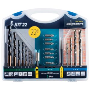 drill and screwdriver bit set 22 piece in carry case steel & masonry