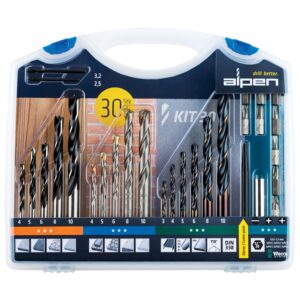 drill and screwdriver set 30 piece in carry case steel masonry wood