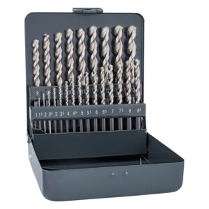 hss sprint drill bit set 25 piece 1 13mm x 0.5 in metal case
