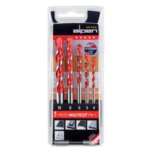 alpen multicut drill bit set 5 piece 4 5 6 8 10mm