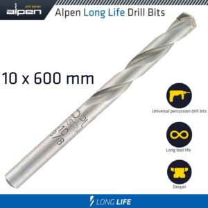 masonry drill bit long life 10 x 600mm pouch