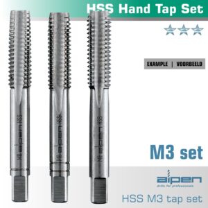 hand tap set in pouch m3 hss 0.5mm pitch