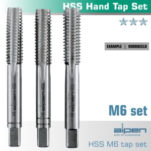 hand tap set in pouch m6 hss 1.0mm pitch