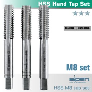 hand tap set in pouch m8 hss 1.25mm pitch