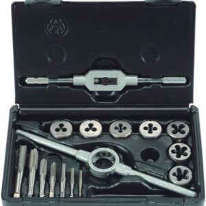 tap & die set 16 piece m3 m12 hss with die holder & tap wrench