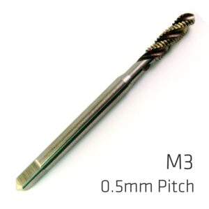 machine tap cobalt 3mm spiral fluted in pouch 0.5mm pitch