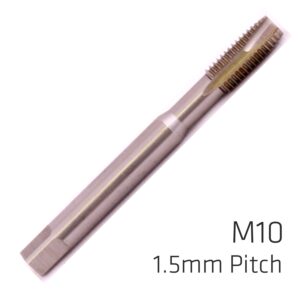 machine tap cobalt 10mm spiral fluted in pouch 1.5mm pitch