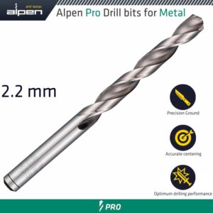 alpen pro 2.2 mm hss drill din 338 rn 135 with split point bulk