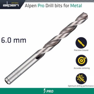 alpen pro 6.0mm hss drill din 338 rn 135 with split point bulk