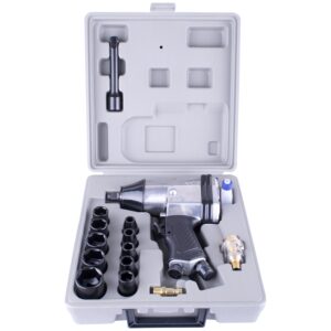 air impact wrench 1/2' 17 piece kit single hammer