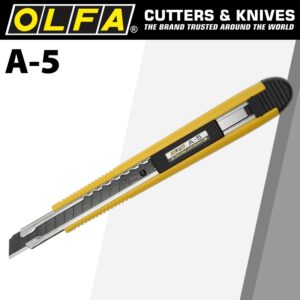 olfa one way lock cutter with black blade snap off knife