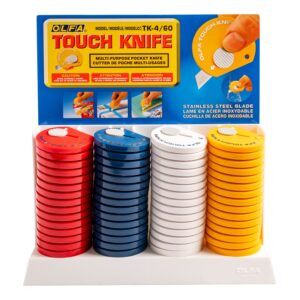 olfa touch knife 60 per box 4 colour yellow,red,white,navy