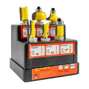 router bit set 6pc plastic box 1/4 shank