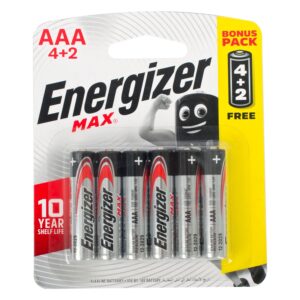 max aaa battery 6pack 4+2 free energizer
