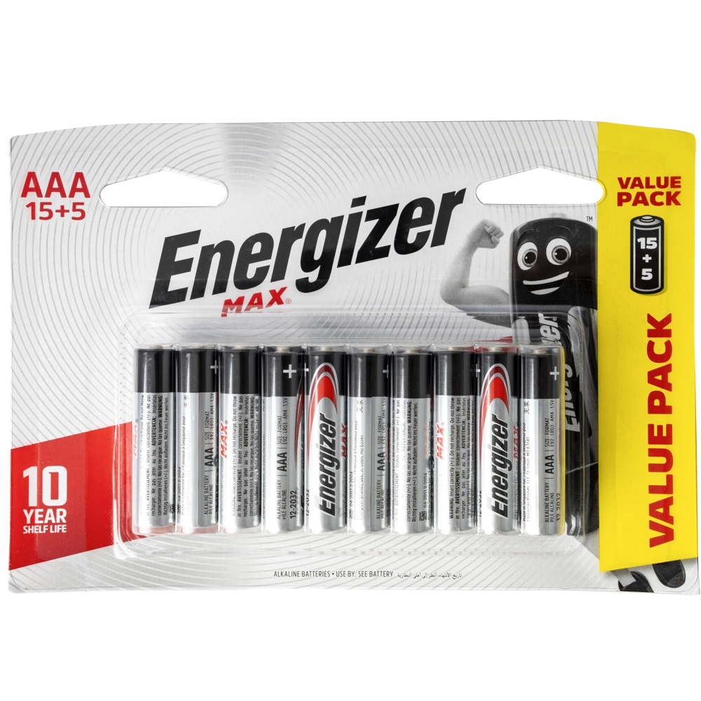 max aaa battery 15+5 free pack (moq12) energizer max aaa battery 15+5 free pack (moq12) energizer