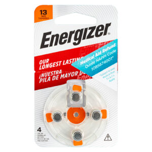 hearing aid battery 13 orange 4pack zinc air energizer