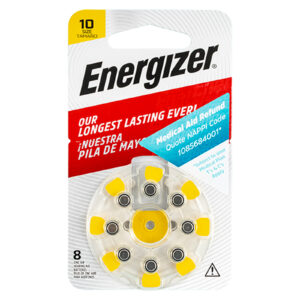 hearing aid battery 10 yellow 8pack zinc air energizer