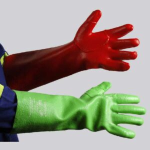 red/green pvc medium weight reinforced glove – elbow length