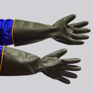 smooth finish – black rubber chemical glove 40cm